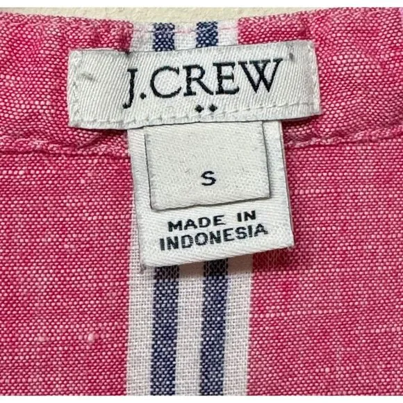 J. CREW FACTORY Pink/White/Navy Striped Tassel Tie Tassel Hem Cover-Up, Sz S - Picture 10 of 12